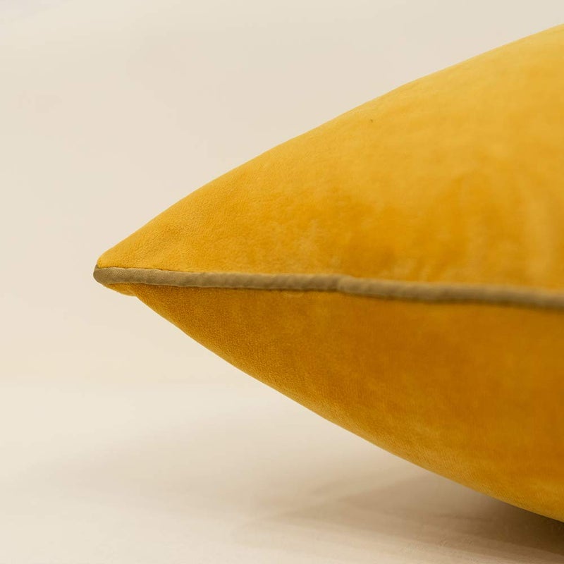 Avigers 20 x 20 Inches Yellow White Gold Leather Striped Patchwork Velvet Cushion Case Luxury Modern Throw Pillow Cover Decorative Pillow for Couch Living Room Bedroom Car - Image 4
